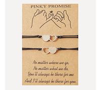 YAOGUI 2/3/4Pieces Braided Wax Bracelets Jewelry Stainless Steel Heart Charm Pendant Wristband With Card For Women Sister Matching Bracelets For Best Couples Magnet