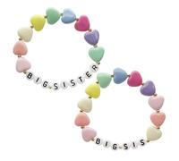 YAOGUI 2Pcs Sister Set Stylish Acrylic Bead Bangles Lettered Handmade Wristchain Jewelry Siblings Or Acrylic Bead Handchains