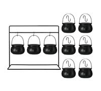 YAOGUI 3/6/9Pieces Witches Cauldron Set With Sturdy Metal Hook For Halloween Candy Storage And Eerie Home Decors Black Witches Cauldron Decors