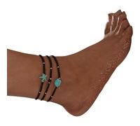 YAOGUI 3 Pieces Adjustable Elastic Anklets Set With Turquoise Starfishes Resin Beads For Women Travel Jewelry Resort Styles Anklet Collection