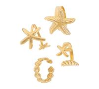 YAOGUI Adjustable Goth Styles Open Rings For Couples With Scallops Starfishes Designs In Gold And Silver Color Casual Wear Fashion Rings