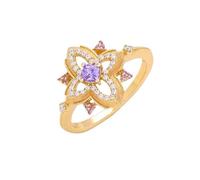 YAOGUI Adjustable Vintage Inspired Floral Rings With Brilliant Cubic Zirconia Center Stone Premium Electroplated Alloy Women's Jewelry Gothic Wedding Band