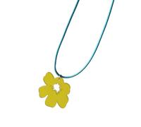 YAOGUI Colorful Acrylic Flower Pendant Necklace Vintage Styles Neckchain Adjustable Length Clavicle Chain Jewelry For Women Unique Teen Jewelry