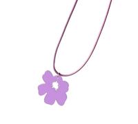 YAOGUI Colorful Acrylic Flower Pendant Necklace Vintage Styles Neckchain Adjustable Length Clavicle Chain Jewelry For Women Unique Teen Jewelry