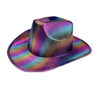 YAOGUI Cowboy Hats Glittered Panama Rainbow Hat For Disco House Cocktails Parties Vacation Sparkly Glittered For Comedian Actor Cowboy Hats Party