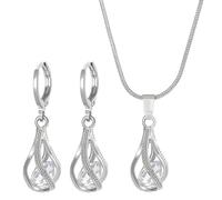 YAOGUI Cubic Zirconia Studs And Necklace Crystal And Zirconia Jewelry Set Necklace Earrings Accessory For Evening Event Women's Fashion Earrings