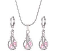 YAOGUI Cubic Zirconia Studs And Necklace Crystal And Zirconia Jewelry Set Necklace Earrings Accessory For Evening Event Women's Fashion Earrings