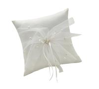 YAOGUI Decorative Beads Rings Pillow For Wedding Ceremonies Polyester Fabric With Lace Appliques And Bowknot Bridals Designs Western Styles Bridals Rings Pillow