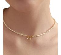 YAOGUI Elegant Handmade Pearls Bowknot Pendant Necklace With Beaded Detailing And Gold Or Silver Plating For Women Women's Evening Pearls Jewelry Gift