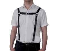 YAOGUI Elegant Mens Dress Suspenders Mens Fashion Suspenders Flexible PU Leather Accessories Men's Dress