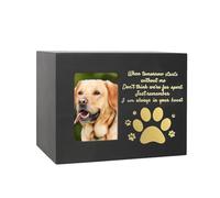 YAOGUI Elegant Wood Pet Urn Dog And Cats Ashes Memorial Box With Paws Print Design And Angelic Figurine For Pet Remembrances Ashes Container