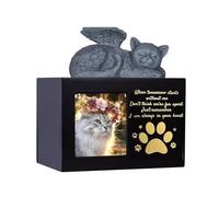 YAOGUI Elegant Wood Pet Urn Dog And Cats Ashes Memorial Box With Paws Print Design And Angelic Figurine For Pet Remembrances Ashes Container
