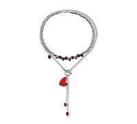 YAOGUI Fashionable Beads Necklace Handmade Necklace Multilayer Delicate Neck Chain Suitable For Fashionable Lover Present Beaded Heart Pendant Jewelry