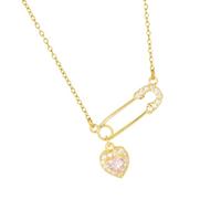 YAOGUI Fashionable Modern Heart Shaped Pin Necklace Elegant Sturdy Copper Jewelry Comfortable Fashion Special Gifts Ideas Women's Fashion Necklace