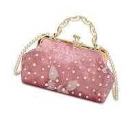 YAOGUI Fashionable Women's Evening Bag With Chain Shoulder Strap Wedding Party Accessory Pearls Detail Crossbody Purse Luxury Bridal Evening Purse
