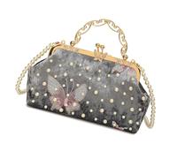 YAOGUI Fashionable Women's Evening Bag With Chain Shoulder Strap Wedding Party Accessory Pearls Detail Crossbody Purse Luxury Bridal Evening Purse