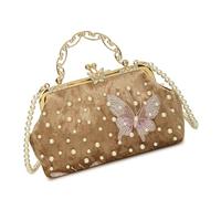 YAOGUI Fashionable Women's Evening Bag With Chain Shoulder Strap Wedding Party Accessory Pearls Detail Crossbody Purse Luxury Bridal Evening Purse