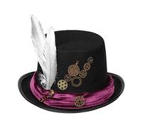 YAOGUI Felt Steampunk Top Hat For Adult With Gears Vintage Victorian Steampunk Costume Hat Women Men Halloween Party Props Vintage Mens Womens