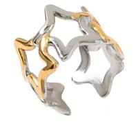 YAOGUI Five Point Star Cutout Design Stainless Steel Rings Flexible Size Pentagrams Openable Rings For Stacking Wear Adjustable Open