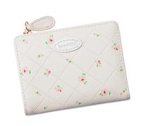 YAOGUI Flower Print Short Purse Card Holder Simple Wallet PU Leather Coin Lovely Stylish Change for Daily Bifold Pu Leather Change Purse Stylish Short Lovely Card Holder