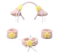 YAOGUI Furry Ear Hairhoop For Women With Bowtie Plush Hairband LolitaStyle Cosplay Headband Party Costume Masquerade Headdress Handmade Hairband Sleepwear Set