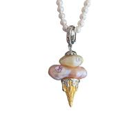YAOGUI Ice Cream Necklace Trendy Pearls Chain Copper Jewelry For Women Elegant Adjustable Length Neckchain Accessory Party Jewelry Accessories For Women