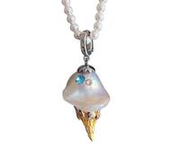 YAOGUI Ice Cream Necklace Trendy Pearls Chain Copper Jewelry For Women Elegant Adjustable Length Neckchain Accessory Party Jewelry Accessories For Women