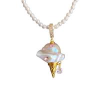 YAOGUI Ice Cream Necklace Trendy Pearls Chain Copper Jewelry For Women Elegant Adjustable Length Neckchain Accessory Party Jewelry Accessories For Women