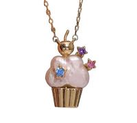 YAOGUI Ice Cream Necklace Trendy Pearls Chain Copper Jewelry For Women Elegant Adjustable Length Neckchain Accessory Party Jewelry Accessories For Women