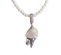 YAOGUI Ice Cream Necklace Trendy Pearls Chain Copper Jewelry For Women Elegant Adjustable Length Neckchain Accessory Party Jewelry Accessories For Women