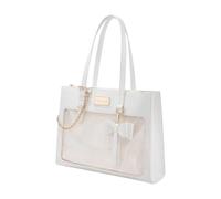 YAOGUI Japanese School Girl Sweet Bowknot Itabag Large Capacity Transparent PU Shoulder Bag Anime Pin Display Crossbody Handbag Japanese Student PU Leather Shoulder Bag