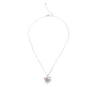 YAOGUI Korean Crystal Pendant Heart Necklace For Women Girls Clavicle Chain Star Simple Necklaces Fashion Party Jewelry Heart Pendant Necklace Silver