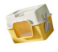 YAOGUI Litter Box High Side Height Smooth Surfaces Detachable Pans Safe And Hard High Edges Spatter-proof Large Enclosed Cats Litter Box