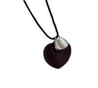 YAOGUI Love Heart Twine Rope Pendant Necklace Vintage Twine Chain Jewelry Sweater Chain For Women Daily Wear Natural Fiber Women's Necklace