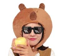 YAOGUI Plush Capybara Hat For Family Gathering Kids Adult Lovely Cartoon Animal Plush Hat Breathable Festival Party Headgear Cartoon Animals Stuffed Pillow