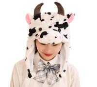 YAOGUI Plush Hat Funny Novelty Plush Cow Animal Earflap Photo Props Dress Up Cosplay Halloween Party Costume Headgear Hats For Dogs