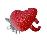 YAOGUI Portable Resin Strawberry Rings Adjustable Opening Designs Casual Party Accessory Gifts Ideas Adjustable Fashion Rings