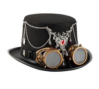 YAOGUI Punk Industrial Top Hat With Functional Heart Pendant Chain Mechanism And Adjustable Eyewear For Costume Cosplay Event Victorian Styles Gothic Hat