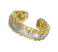 YAOGUI Retro Alloy Floral Lace Adjustable Rings With Intricate Glaze Art For Casual Or Formal Occasions Gourd Statement Rings