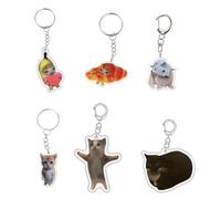 YAOGUI Set of 6 Funny Pendant Decorations Whimsical Silly Accessories Amusing Animal Decorative Items Keyrings Jewelry Funny Feline Keychain