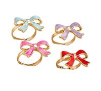 YAOGUI Shimmering Butterfly Knot Rings With Glossy Oil Drip Finish Allergy Resistant Alloy Jewelry For Daily Wear Adjustable Bowknot Accessory