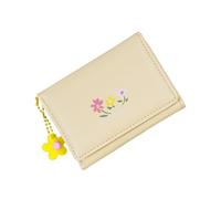 YAOGUI Simple Short Purse Card Holder Trifold Wallet PU Leather Coin Purse Floral Print Wallet Lovely Change for Daily Trifold Floral Print Coin Bag Pu Leather Change Credit Card Holder