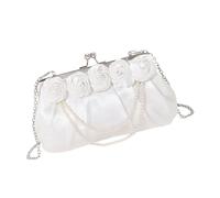 YAOGUI Stylish Pearls Chain Satins Handbag For Women Rose Flower Silk Clutches Purse For Weddings Proms And Evening Parties Luxury Silk Purse