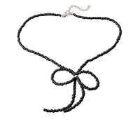 YAOGUI Temperament Colored Rice Beads Bowknot Necklaces For Women Anniversary Fashion Vintage Beads Chains Choker Jewelry Collarbone Chain Adjustable Necklace