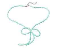 YAOGUI Temperament Colored Rice Beads Bowknot Necklaces For Women Anniversary Fashion Vintage Beads Chains Choker Jewelry Collarbone Chain Adjustable Necklace