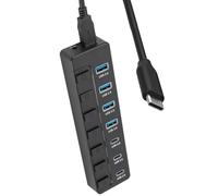 YAOGUI USB C Adapter 7 Port Multi Splitter 5Gbps Fast Speed Transfer With Individual Switches For Desktop Laptop Multi Port USB C Splitter For Laptop