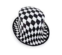 YAOGUI Vintage Black White Checkered Magicians Top Hat Classical Stage Performances Costume Accessory Soft Fabric Magicians Hat