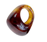 YAOGUI Vintage Geometric Resin Rings Lightweight Design Amber Tone Jewelry Gift Comfort Fit Retro Resin Accessory For Women Men Vintage Acrylic Geometric