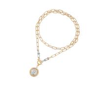 YAOGUI Vintage Inspired Embossed Coin Necklace Sturdy Alloy Chain Dateless Women's Jewelry Versatile Retro Necklace Gift Sturdy Alloy Cameo Jewelry