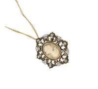 YAOGUI Vintage Sculpture Pendant Necklace With Crystal Accent Rhinestones Neckchain Alloy Jewelry For Women Daily Wear Hollow Out Alloy Pendant